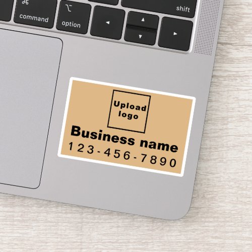 Business Phone Number Light Brown Rectangle Vinyl Sticker