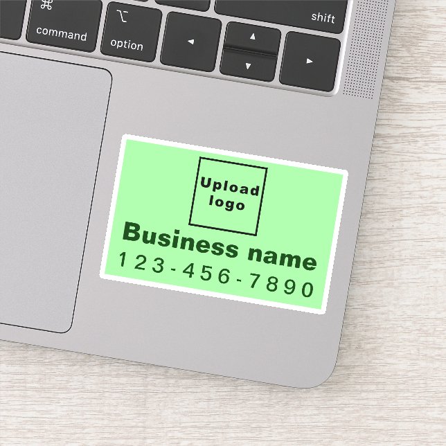 Business Phone Number, Light Green Rectangle Vinyl Sticker (Detail)