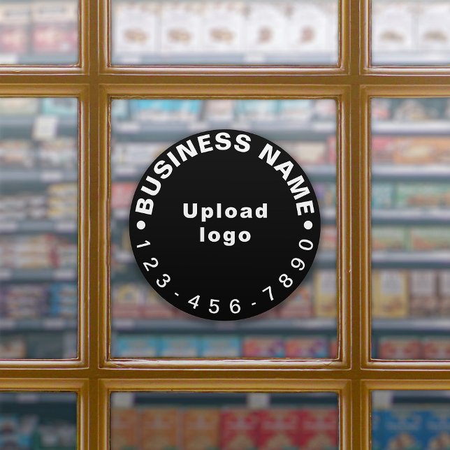 Business Phone Number on Black Large Round Vinyl Sticker (Creator Uploaded)