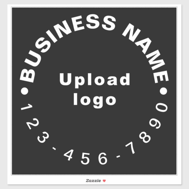Business Phone Number on Black Large Square Vinyl Sticker (Sheet)