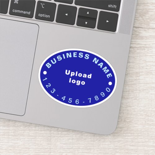 Business Phone Number on Blue Oval Shape Vinyl Sticker