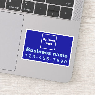 Business Phone Number on Blue Rectangle Vinyl Sticker