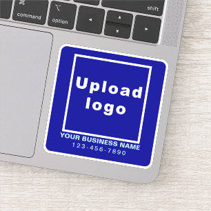 Business Phone Number on Blue Square Vinyl Sticker