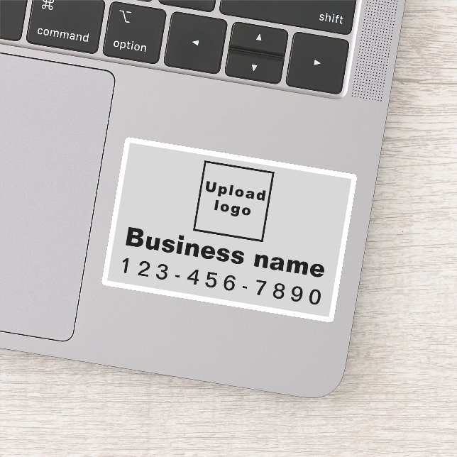 Business Phone Number on Gray Rectangle Vinyl Sticker (Detail)