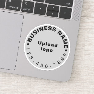 Business Phone Number on Gray Round Vinyl Sticker