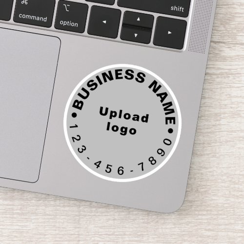 Business Phone Number on Gray Round Vinyl Sticker