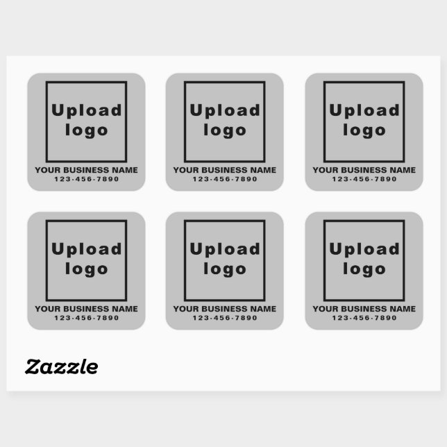 Business Phone Number on Gray Square Sticker (Sheet)