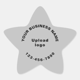 Business Phone Number on Gray Star Shape Sticker