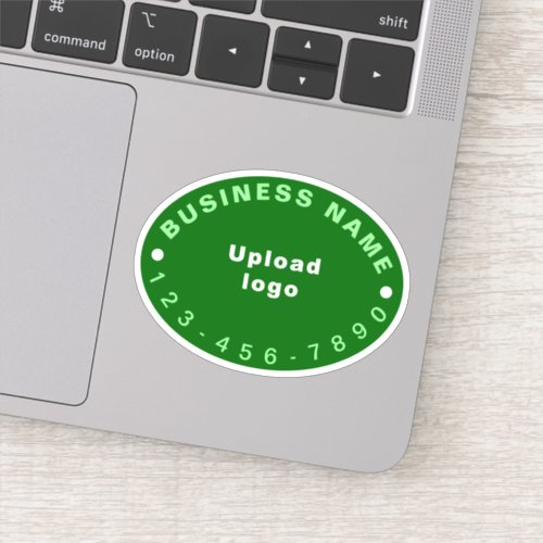 Business Phone Number on Green Oval Shape Vinyl Sticker