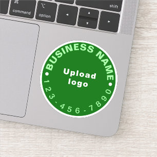 Business Phone Number on Green Round Vinyl Sticker