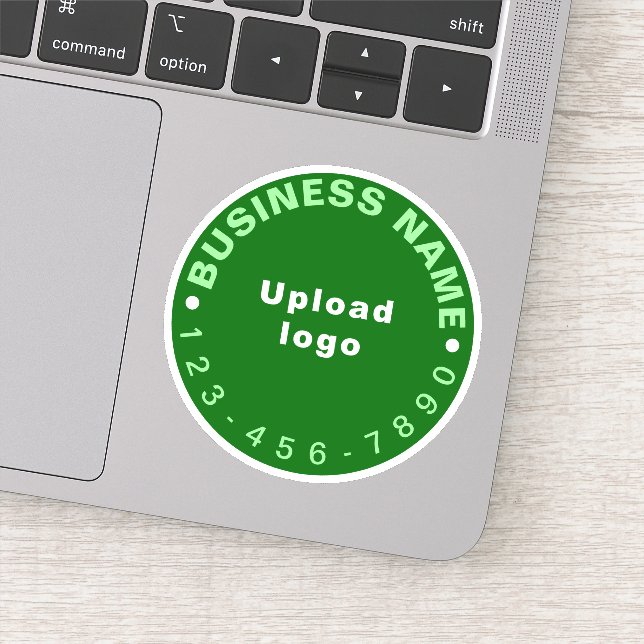 Business Phone Number on Green Round Vinyl Sticker (Detail)