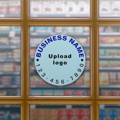 Business Phone Number on Light Blue Large Round Sticker