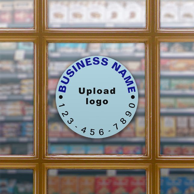 Business Phone Number on Light Blue Large Round Sticker (Creator Uploaded)