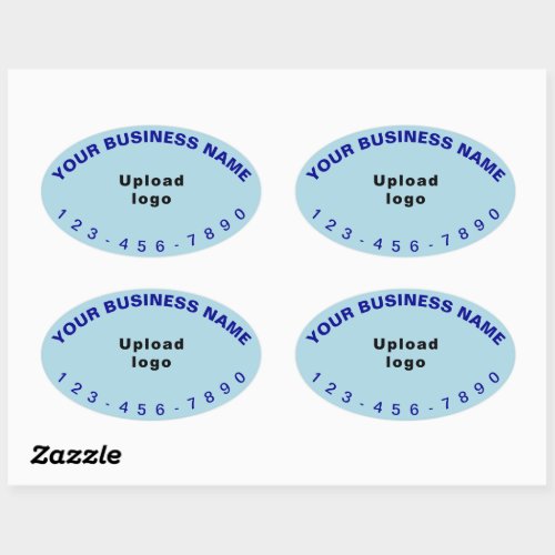 Business Phone Number on Light Blue Oval Sticker