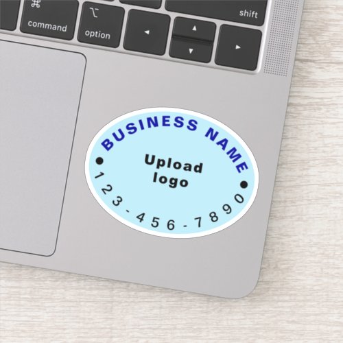 Business Phone Number on Light Blue Oval Vinyl Sticker