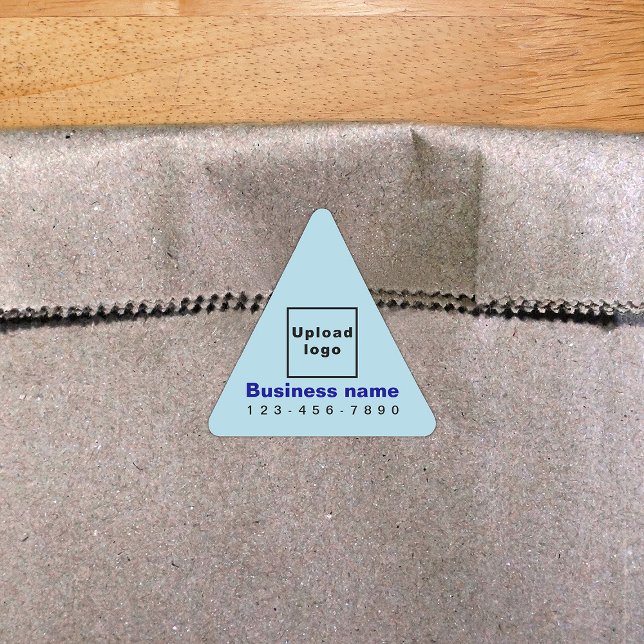 Business Phone Number on Light Blue Triangle Sticker (Light blue triangle sticker with your business name, logo and phone number.)