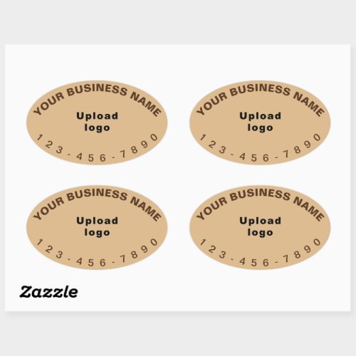 Business Phone Number on Light Brown Oval Sticker