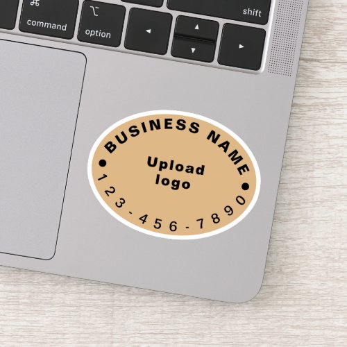 Business Phone Number on Light Brown Oval Vinyl Sticker