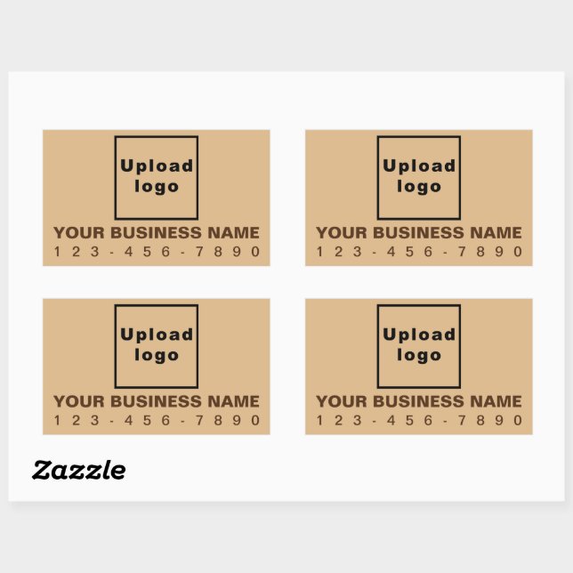 Business Phone Number on Light Brown Rectangular Sticker (Sheet)