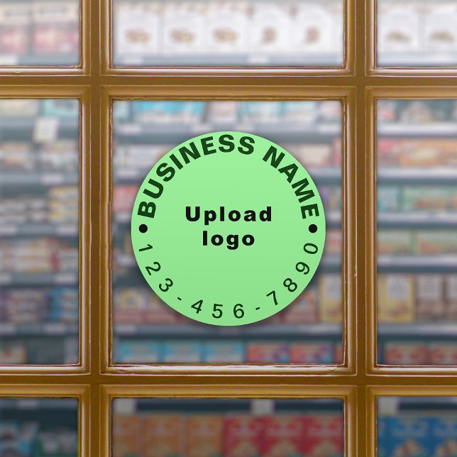 Business Phone Number on Light Green Large Round Sticker (Creator Uploaded)