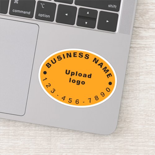 Business Phone Number on Orange Color Oval Vinyl Sticker