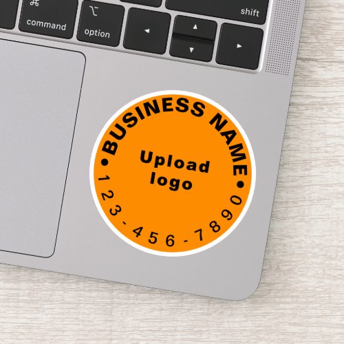 Business Phone Number on Orange Color Round Vinyl Sticker