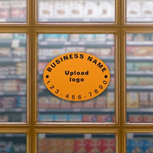 Business Phone Number on Orange Large Oval Vinyl Sticker