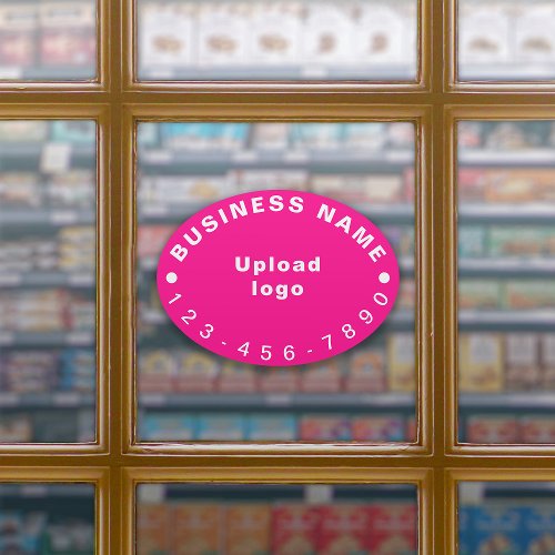 Business Phone Number on Pink Large Oval Vinyl Sticker