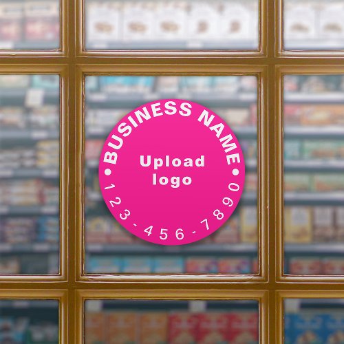 Business Phone Number on Pink Large Round Vinyl Sticker