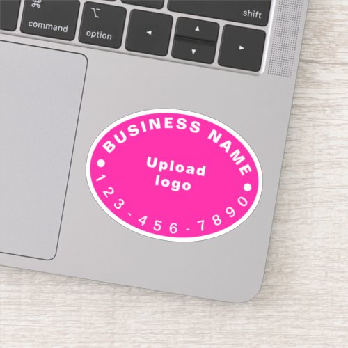 Business Phone Number on Pink Oval Shape Vinyl Sticker