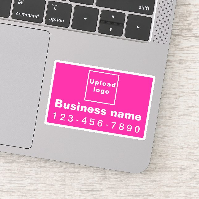 Business Phone Number on Pink Rectangle Vinyl Sticker (Detail)