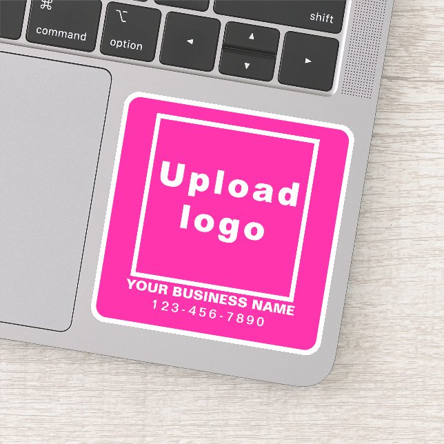Business Phone Number on Pink Square Vinyl Sticker (Detail)