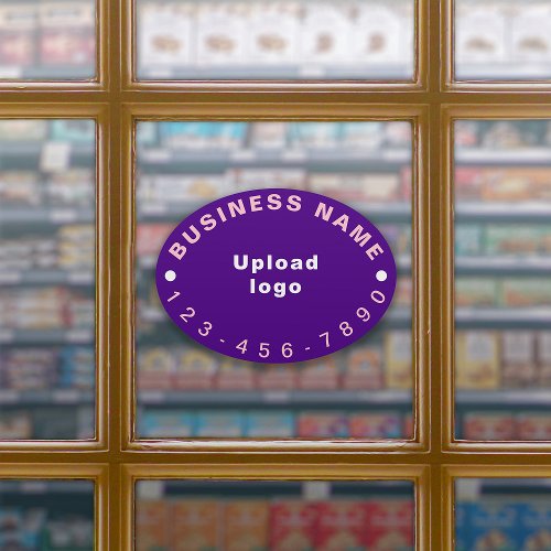 Business Phone Number on Purple Large Oval Vinyl Sticker