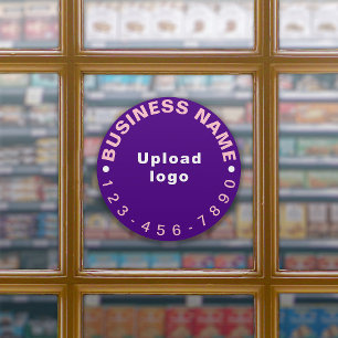 Business Phone Number on Purple Large Round Vinyl Sticker