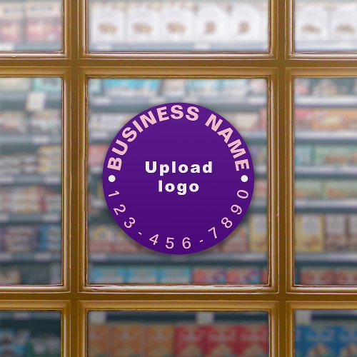 Business Phone Number on Purple Large Round Vinyl Sticker