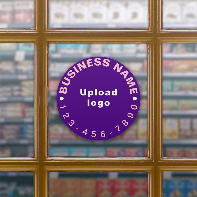 Business Phone Number on Purple Large Round Vinyl Sticker (Creator Uploaded)
