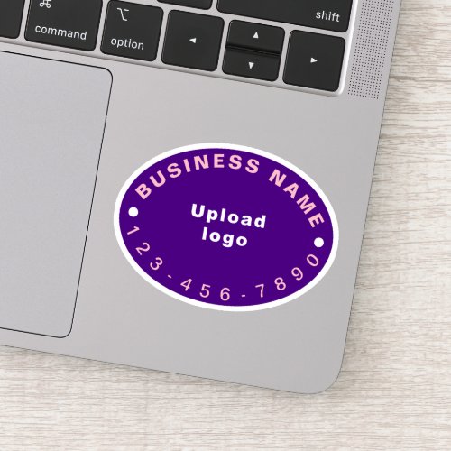 Business Phone Number on Purple Oval Shape Vinyl Sticker