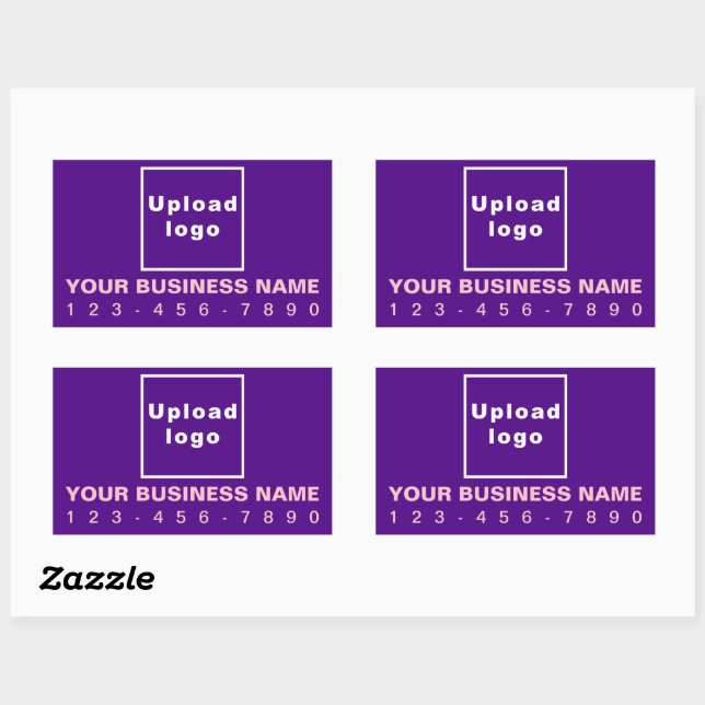 Business Phone Number on Purple Rectangle Sticker (Sheet)