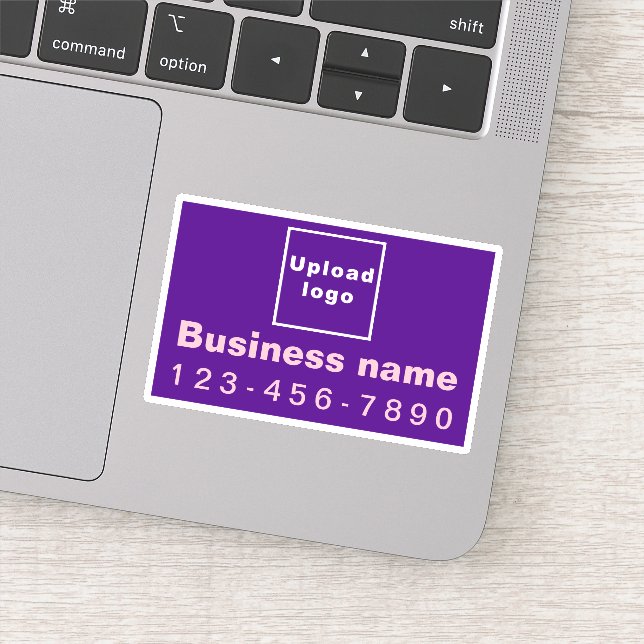 Business Phone Number on Purple Rectangle Vinyl Sticker (Detail)