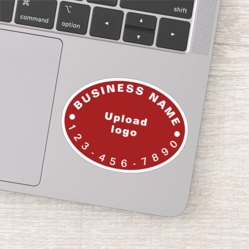 Business Phone Number on Red Oval Shape Vinyl Sticker