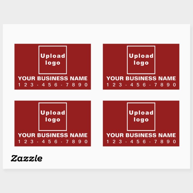 Business Phone Number on Red Rectangle Sticker (Sheet)