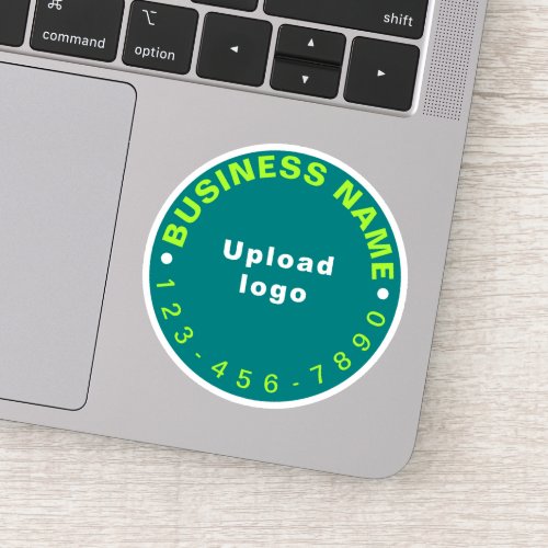 Business Phone Number on Teal Green Round Vinyl Sticker