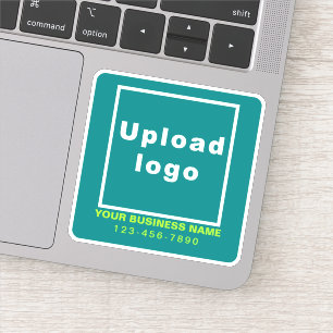 Business Phone Number on Teal Green Square Vinyl Sticker