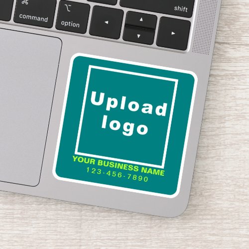 Business Phone Number on Teal Green Square Vinyl Sticker