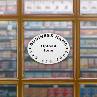 Business Phone Number on White Large Oval Vinyl Sticker
