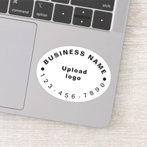 Business Phone Number on White Oval Shape Vinyl Sticker