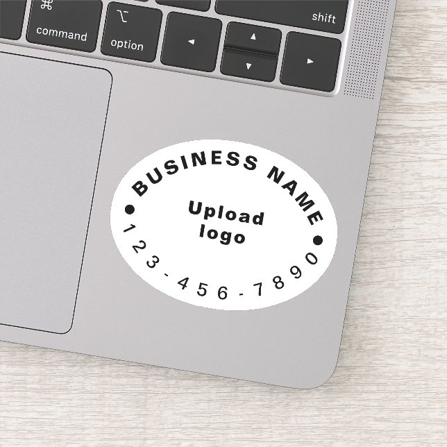 Business Phone Number on White Oval Shape Vinyl Sticker (Detail)