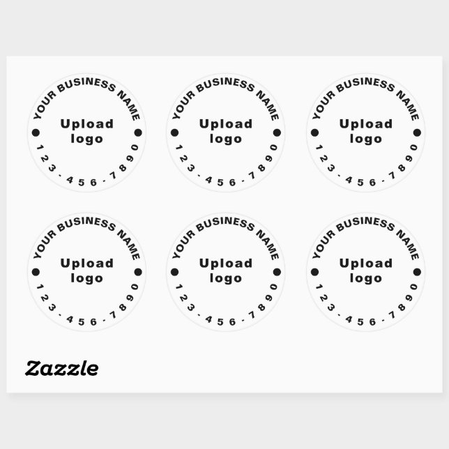 Business Phone Number on White Round Sticker (Sheet)