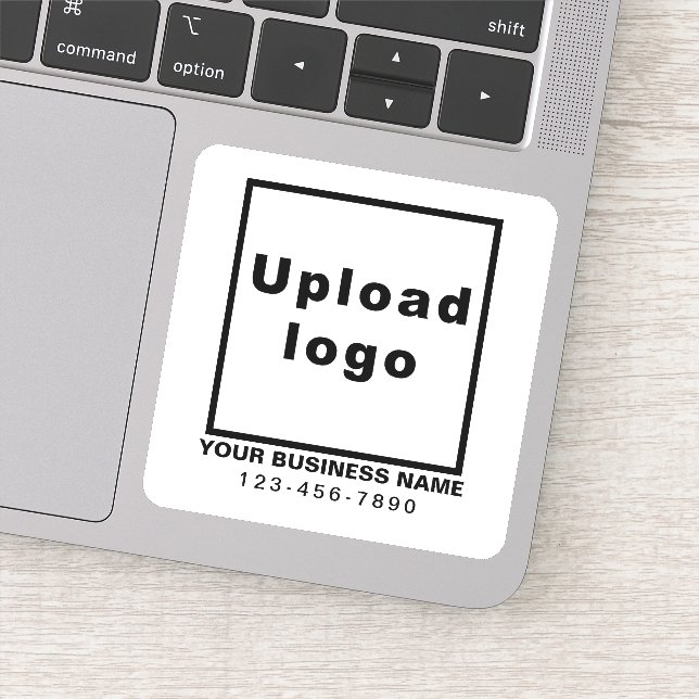 Business Phone Number on White Square Vinyl Sticker (Detail)