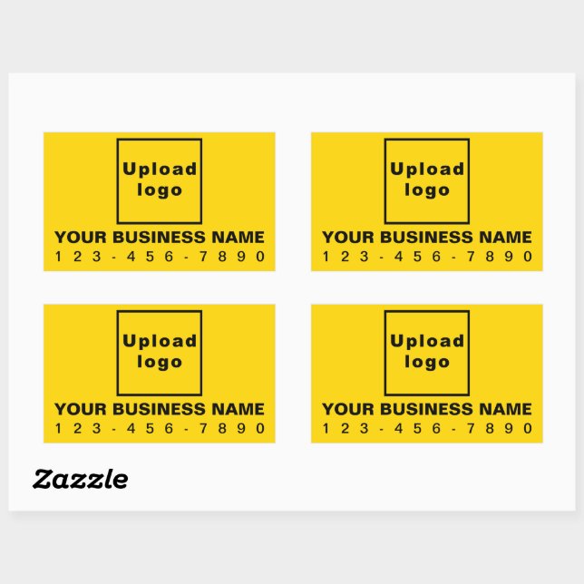 Business Phone Number on Yellow Rectangle Sticker (Sheet)